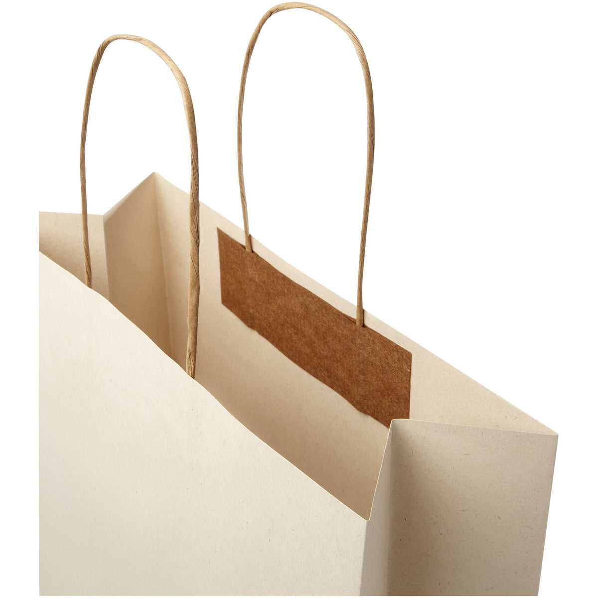 Papiertüte 150 g/m² aus landwirtschaftlichen Reststoffen mit gedrehten Griffen, 31 × 12 × 41 cm – Offwhite