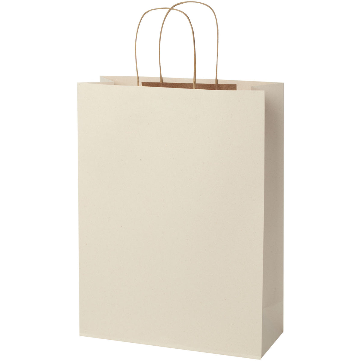 Papiertüte 150 g/m² aus landwirtschaftlichen Reststoffen mit gedrehten Griffen, 31 × 12 × 41 cm – Offwhite