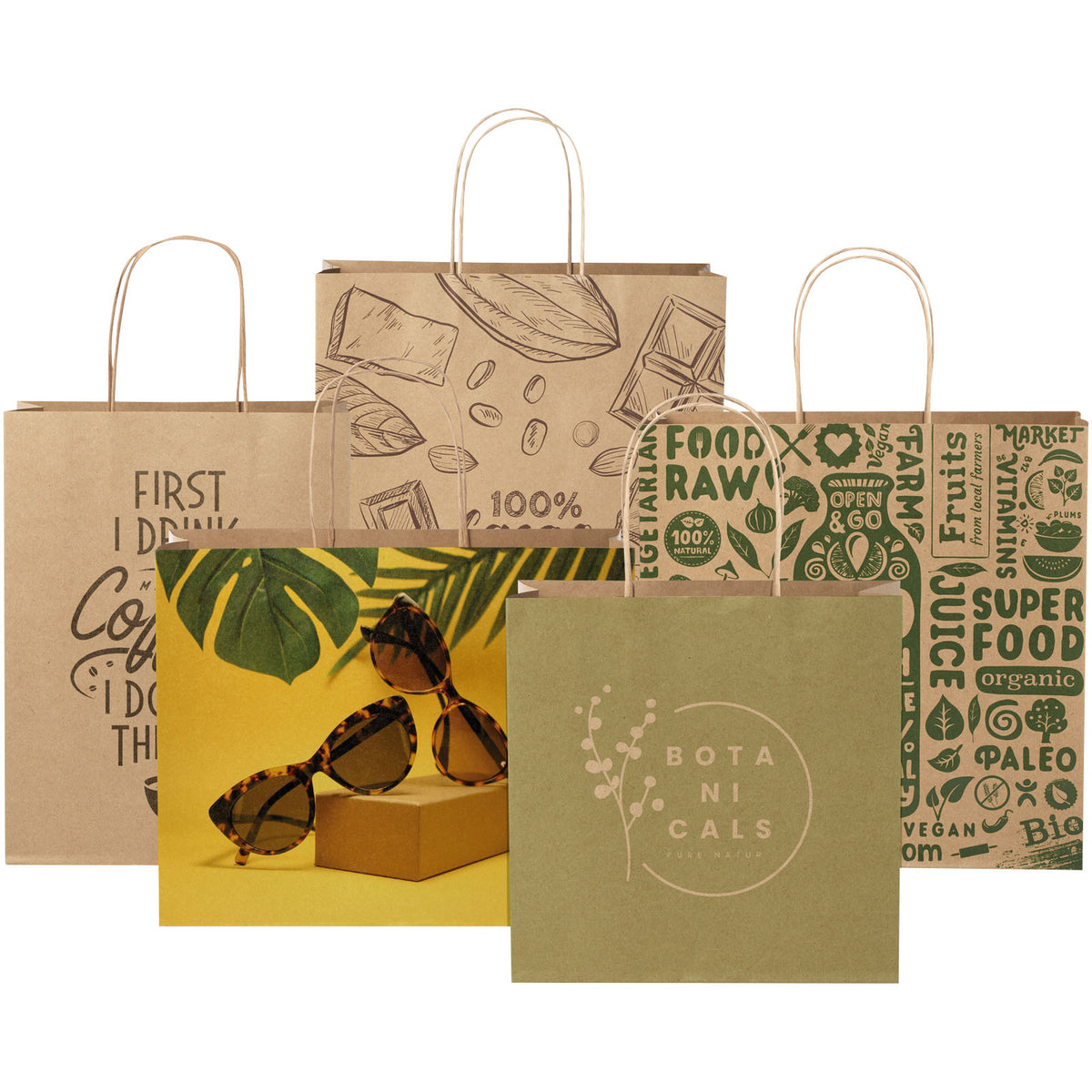 Kraftpapiertasche 120 /m² mit gedrehten Griffen, 24 × 9 × 24 cm – Kraftpapier