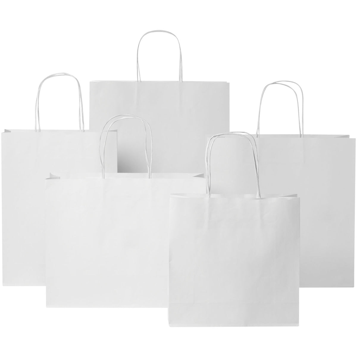 Kraftpapiertasche 120 g/m² mit gedrehten Griffen, 24 × 9 × 32 cm – Weiss