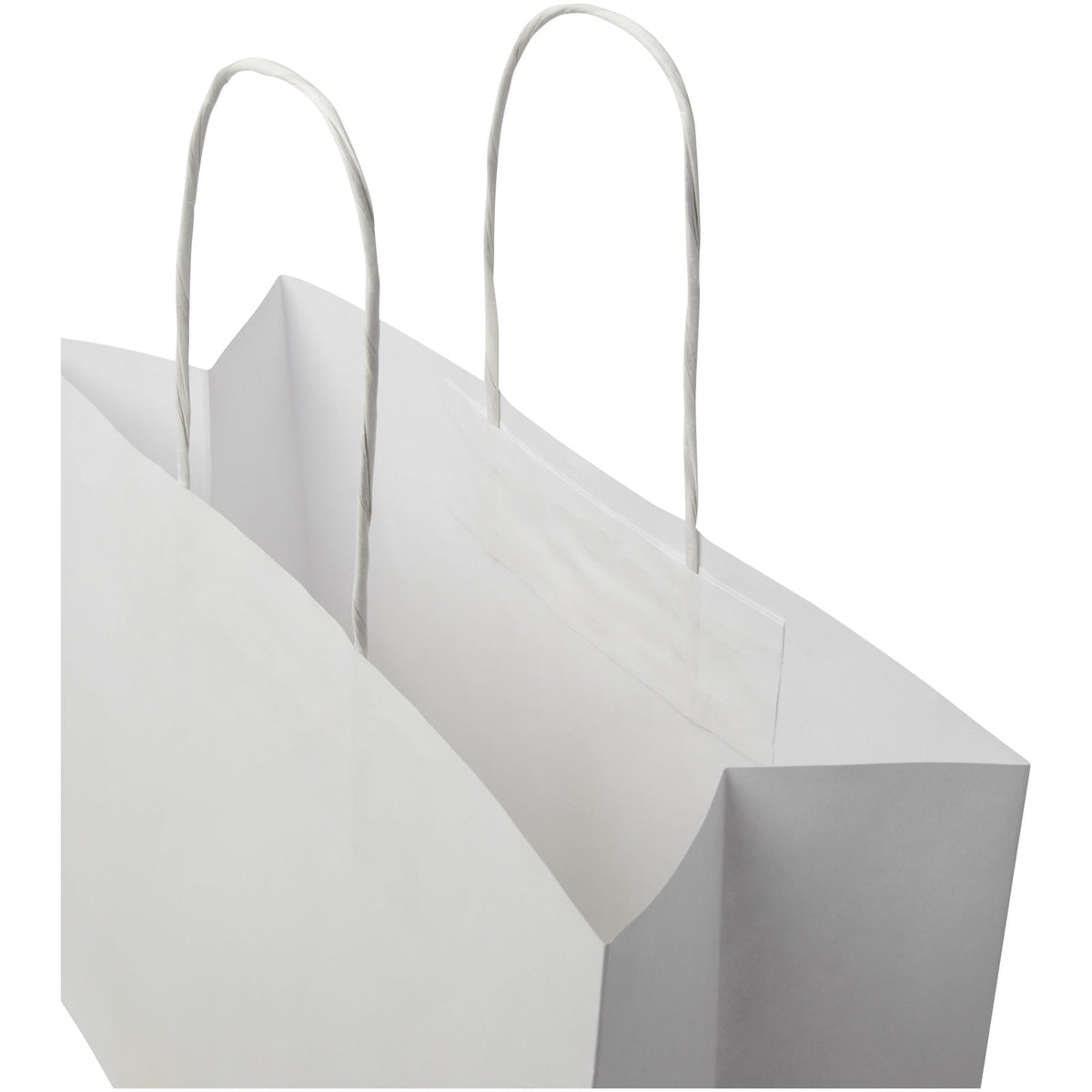 Kraftpapiertasche 120 g/m² mit gedrehten Griffen, 31 × 12 × 25 cm – Weiss