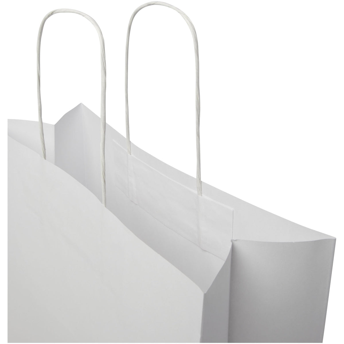 Kraftpapiertasche 120 g/m² mit gedrehten Griffen, 31 × 12 × 31 cm – Weiss