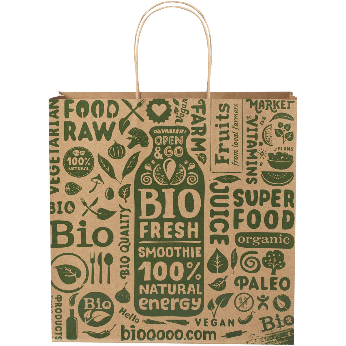 Kraftpapiertasche 120 g/m² mit gedrehten Griffen, 31 × 12 × 31 cm – Kraftpapier