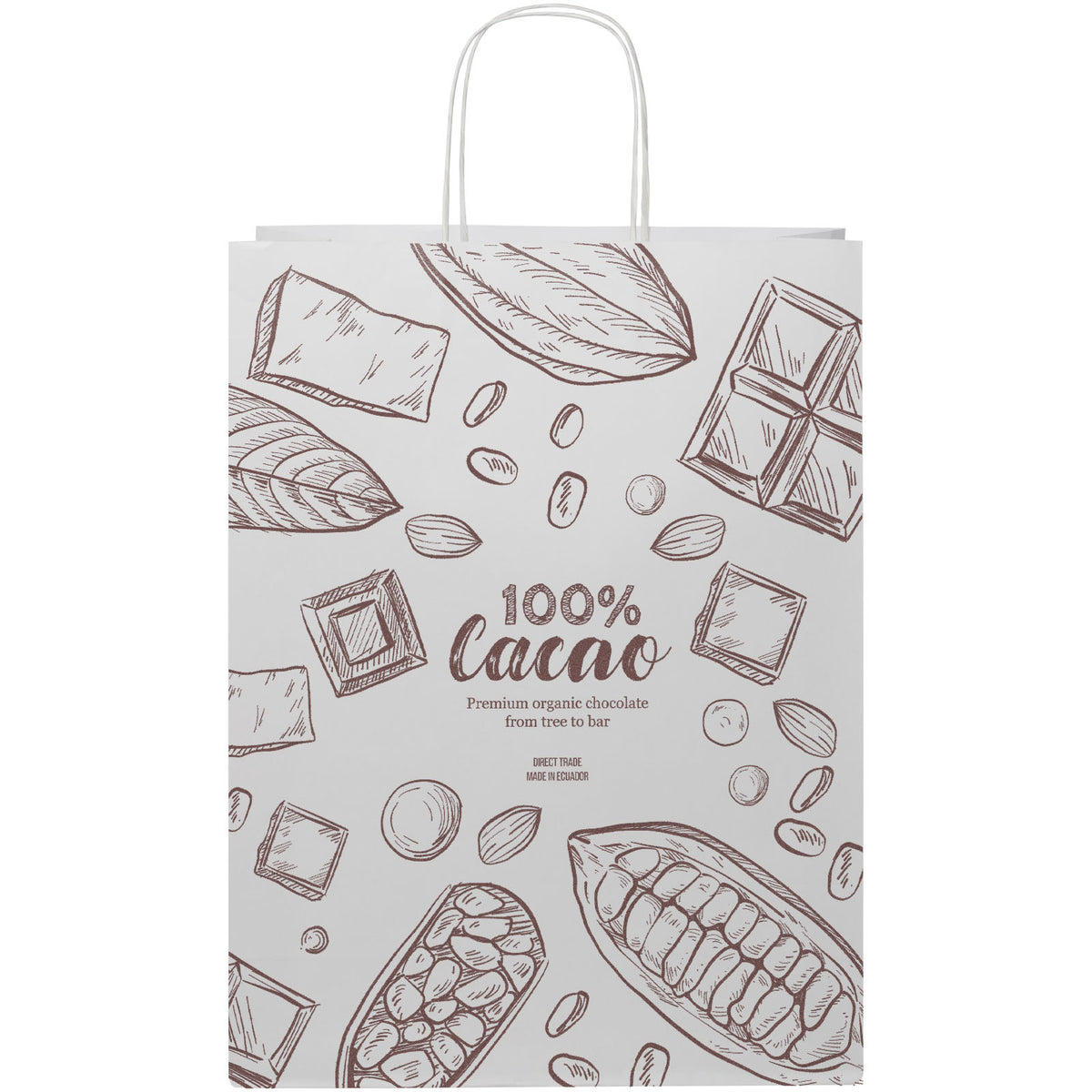 Kraftpapiertasche 120 g/m² mit gedrehten Griffen, 31 × 12 × 41 cm – Weiss