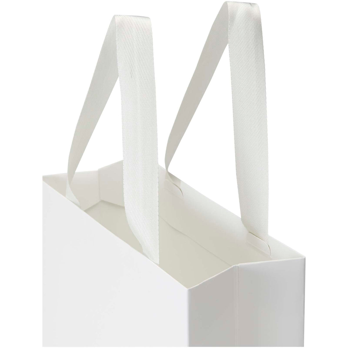 Smartfold Papiertüte, 210 g/m², mit Bandgriffen und Glanzlaminierung, 24 x 10 x 24 cm – Weiss