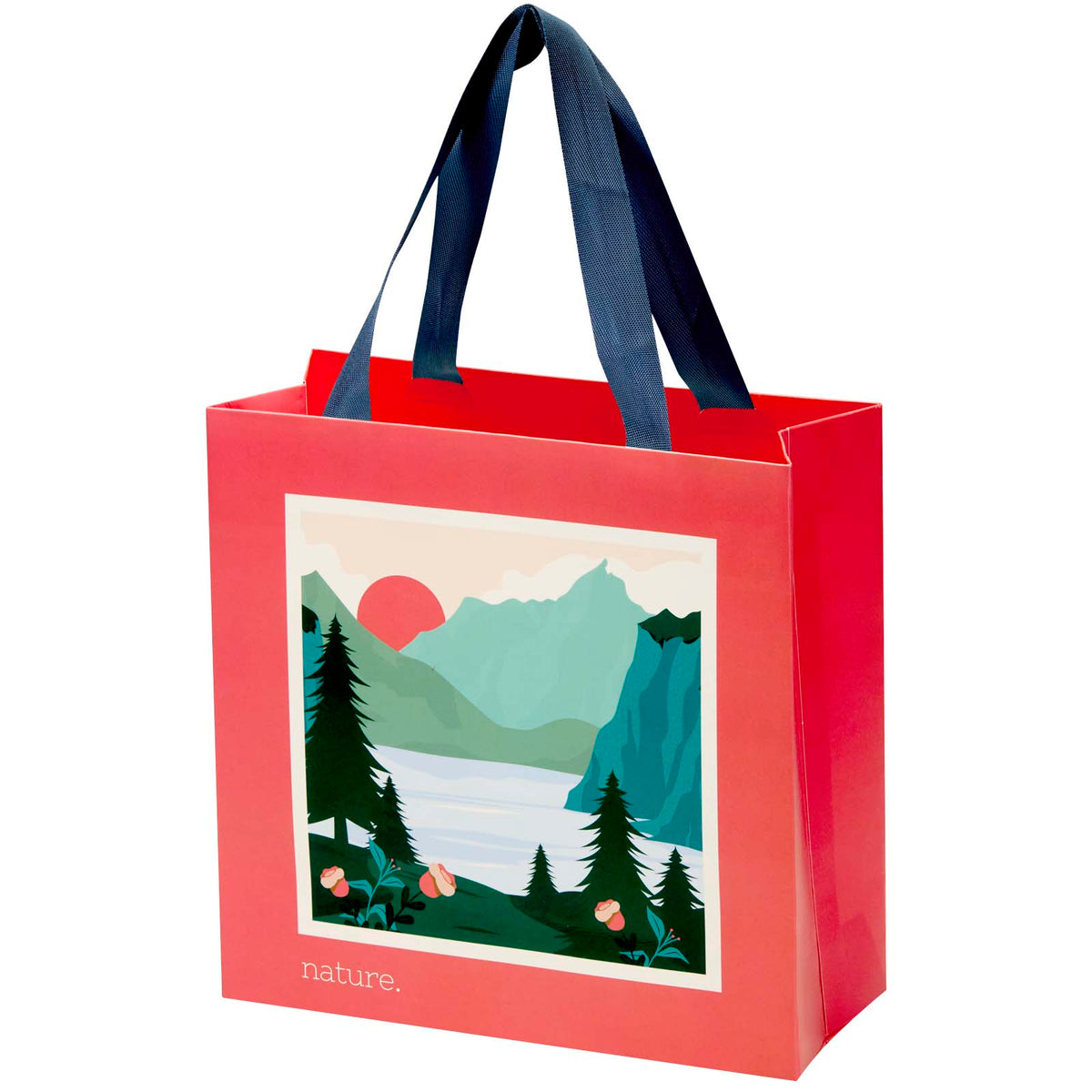 Smartfold Papiertüte, 210 g/m², mit Bandgriffen und Glanzlaminierung, 24 x 10 x 24 cm – Blau