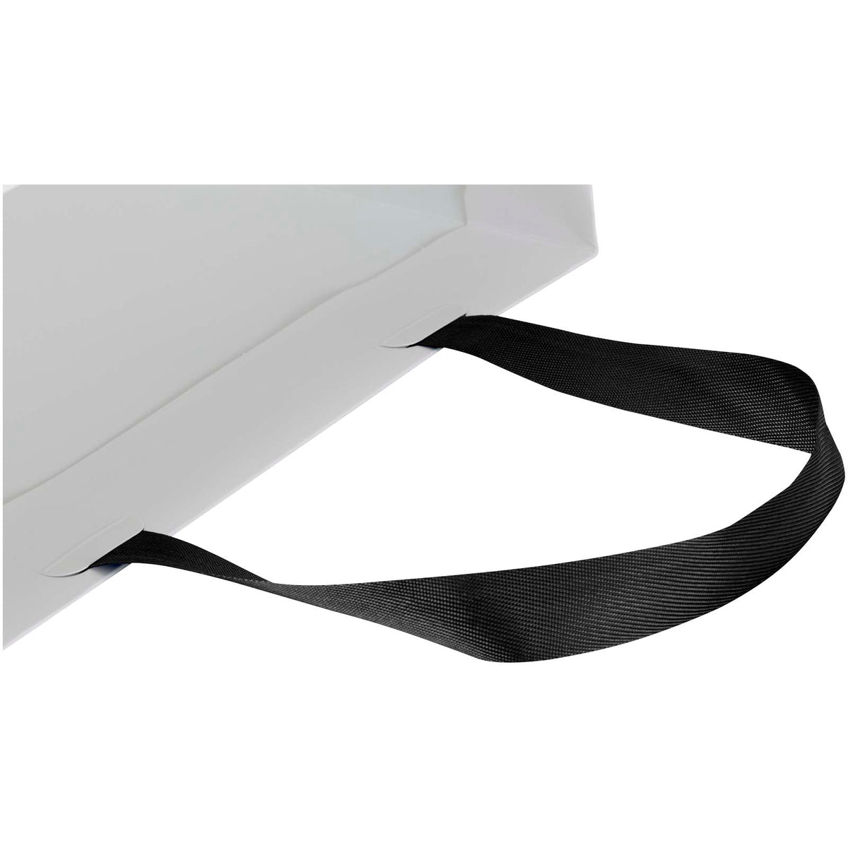 Smartfold Papiertüte, 210 g/m², mit Bandgriffen und Glanzlaminierung, 24 x 10 x 24 cm – Schwarz