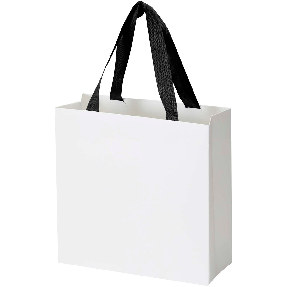 Smartfold Papiertüte, 210 g/m², mit Bandgriffen und Glanzlaminierung, 24 x 10 x 24 cm – Schwarz