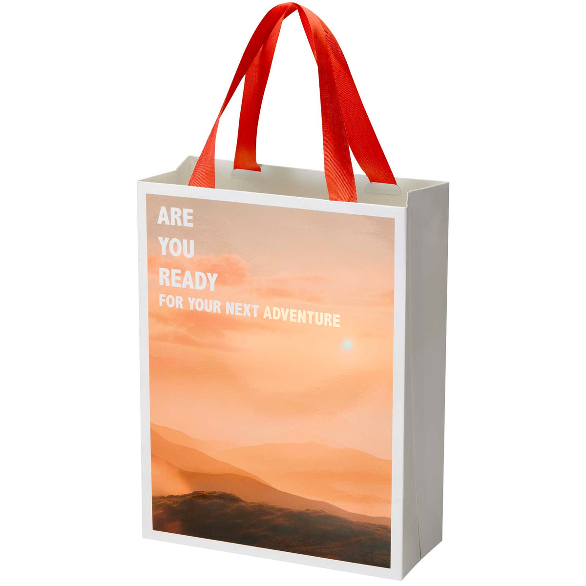 Smartfold Papiertüte, 210 g/m², mit Bandgriffen und Glanzlaminierung, 24 x 10 x 32 cm – Rot