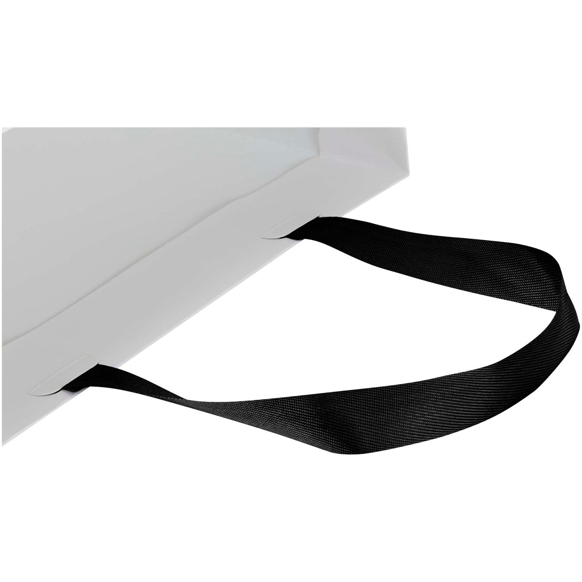 Smartfold Papiertüte, 210 g/m², mit Bandgriffen und Glanzlaminierung, 24 x 10 x 32 cm – Schwarz
