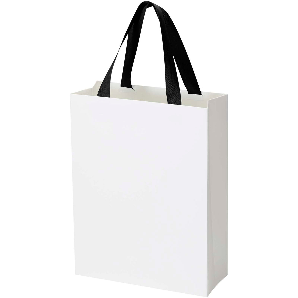 Smartfold Papiertüte, 210 g/m², mit Bandgriffen und Glanzlaminierung, 24 x 10 x 32 cm – Schwarz