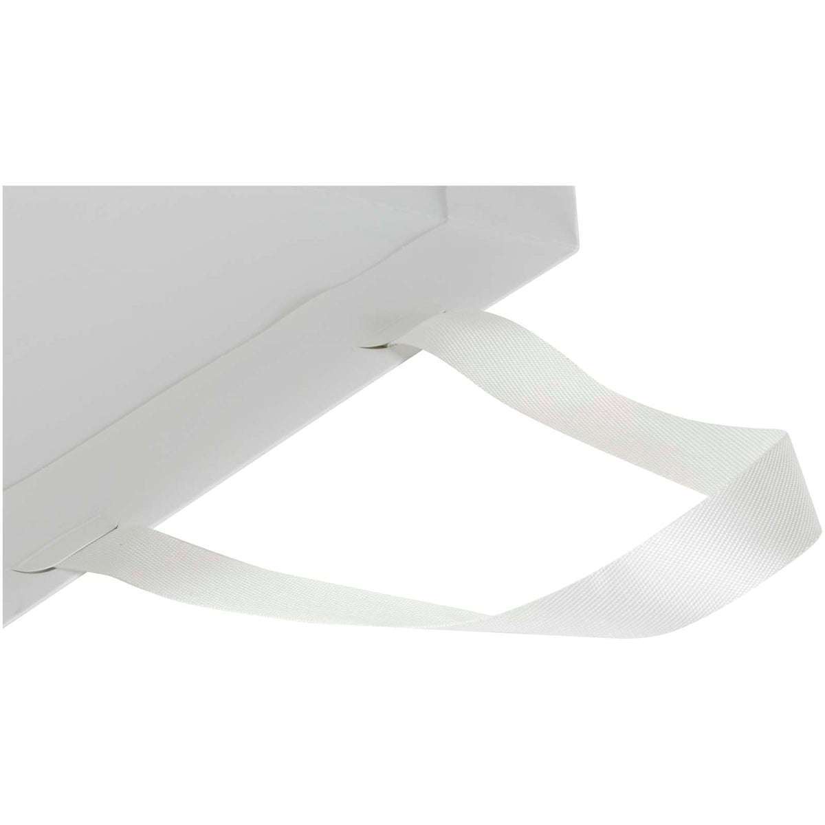 Smartfold Papiertüte, 210 g/m², mit Bandgriffen und Glanzlaminierung, 31 x 12 x 31 cm – Weiss