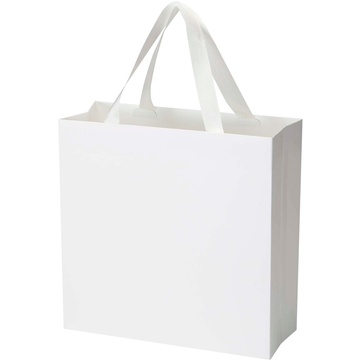 Smartfold Papiertüte, 210 g/m², mit Bandgriffen und Glanzlaminierung, 31 x 12 x 31 cm – Weiss