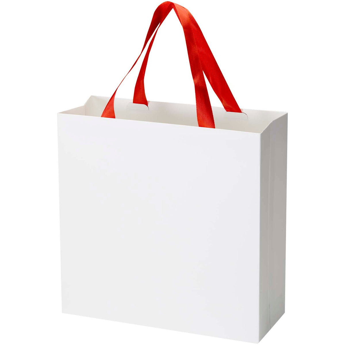 Smartfold Papiertüte, 210 g/m², mit Bandgriffen und Glanzlaminierung, 31 x 12 x 31 cm – Rot