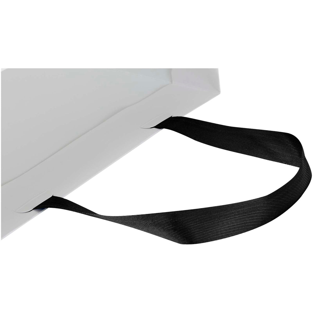 Smartfold Papiertüte, 210 g/m², mit Bandgriffen und Glanzlaminierung, 31 x 12 x 39 cm – Schwarz