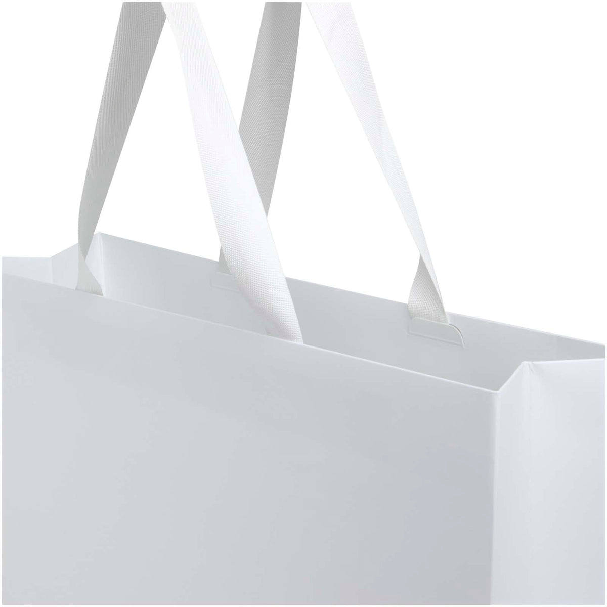 Smartfold Papiertüte, 210 g/m², mit Bandgriffen und Glanzlaminierung, 42 x 12 x 35 cm – Weiss
