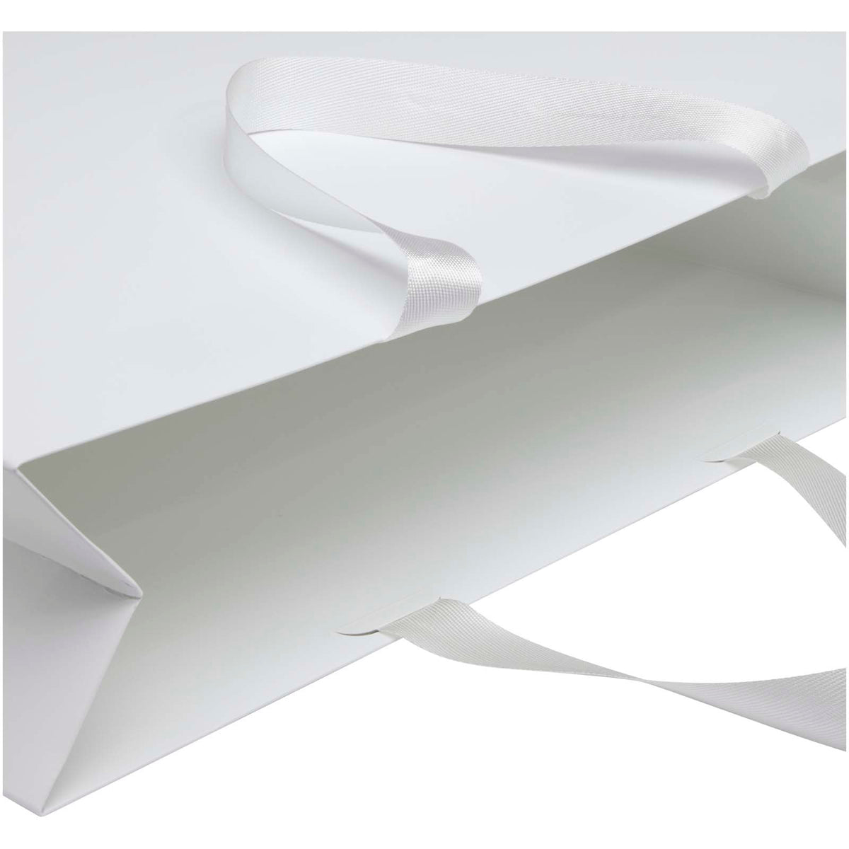 Smartfold Papiertüte, 210 g/m², mit Bandgriffen und Glanzlaminierung, 42 x 12 x 35 cm – Weiss