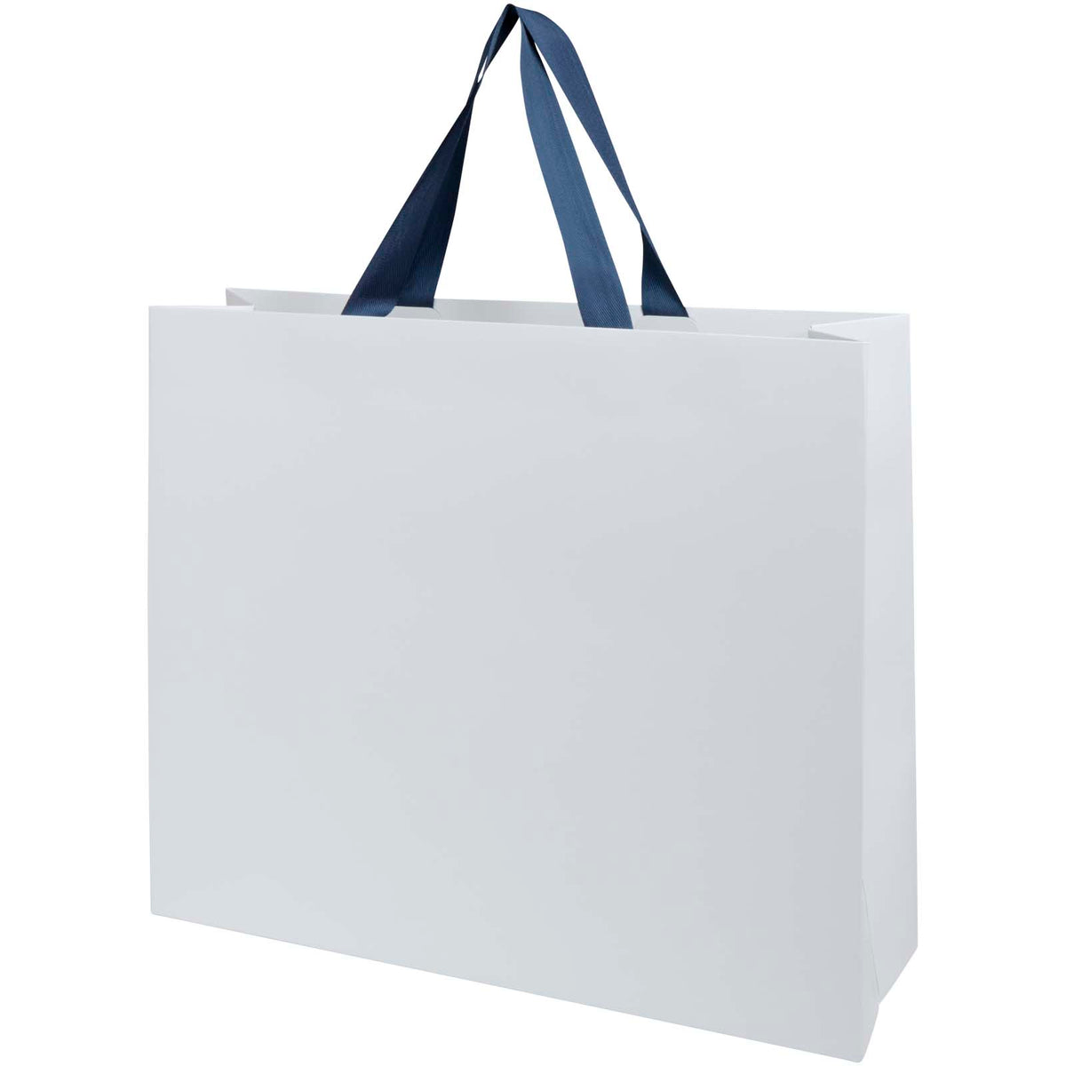 Smartfold Papiertüte, 210 g/m², mit Bandgriffen und Glanzlaminierung, 42 x 12 x 35 cm – Blau