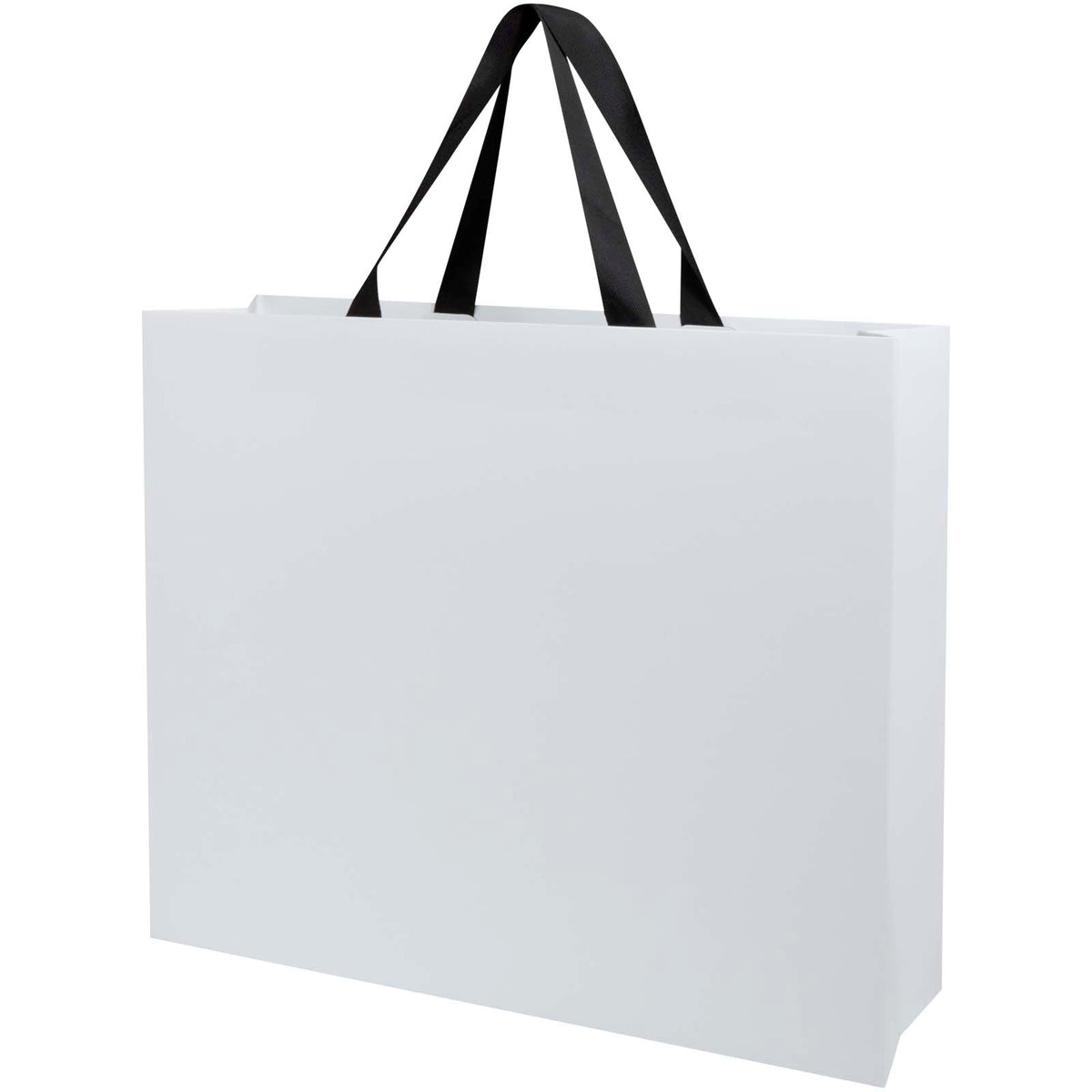 Smartfold Papiertüte, 210 g/m², mit Bandgriffen und Glanzlaminierung, 42 x 12 x 35 cm – Schwarz