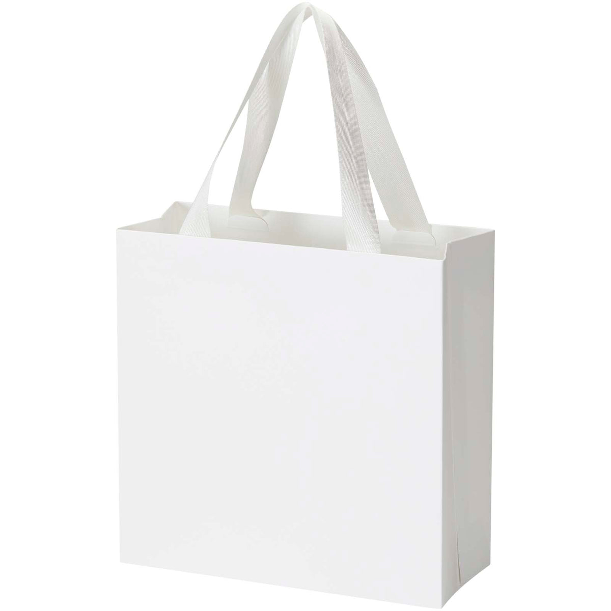 Smartfold Papiertüte, 210 g/m², mit Bandgriffen und matter Laminierung, 24 x 10 x 24 cm – Weiss