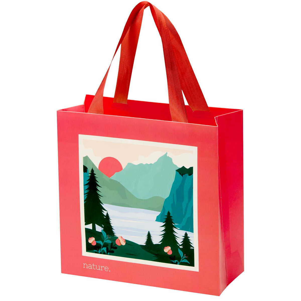 Smartfold Papiertüte, 210 g/m², mit Bandgriffen und matter Laminierung, 24 x 10 x 24 cm – Rot