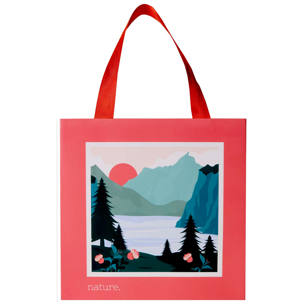 Smartfold Papiertüte, 210 g/m², mit Bandgriffen und matter Laminierung, 24 x 10 x 24 cm – Rot