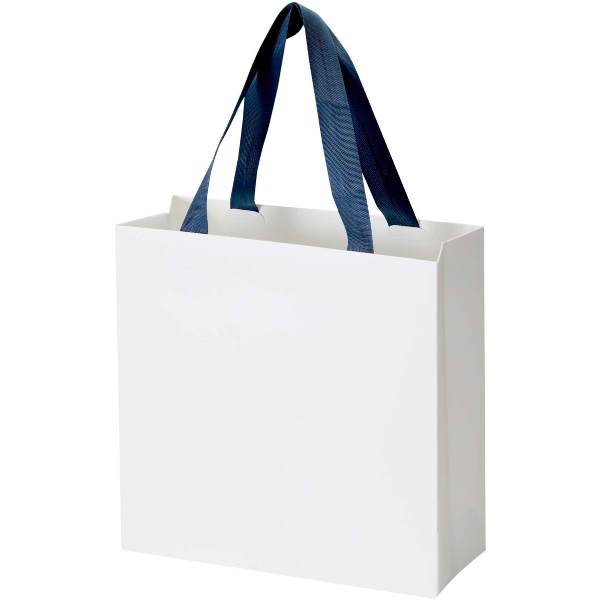 Smartfold Papiertüte, 210 g/m², mit Bandgriffen und matter Laminierung, 24 x 10 x 24 cm – Blau