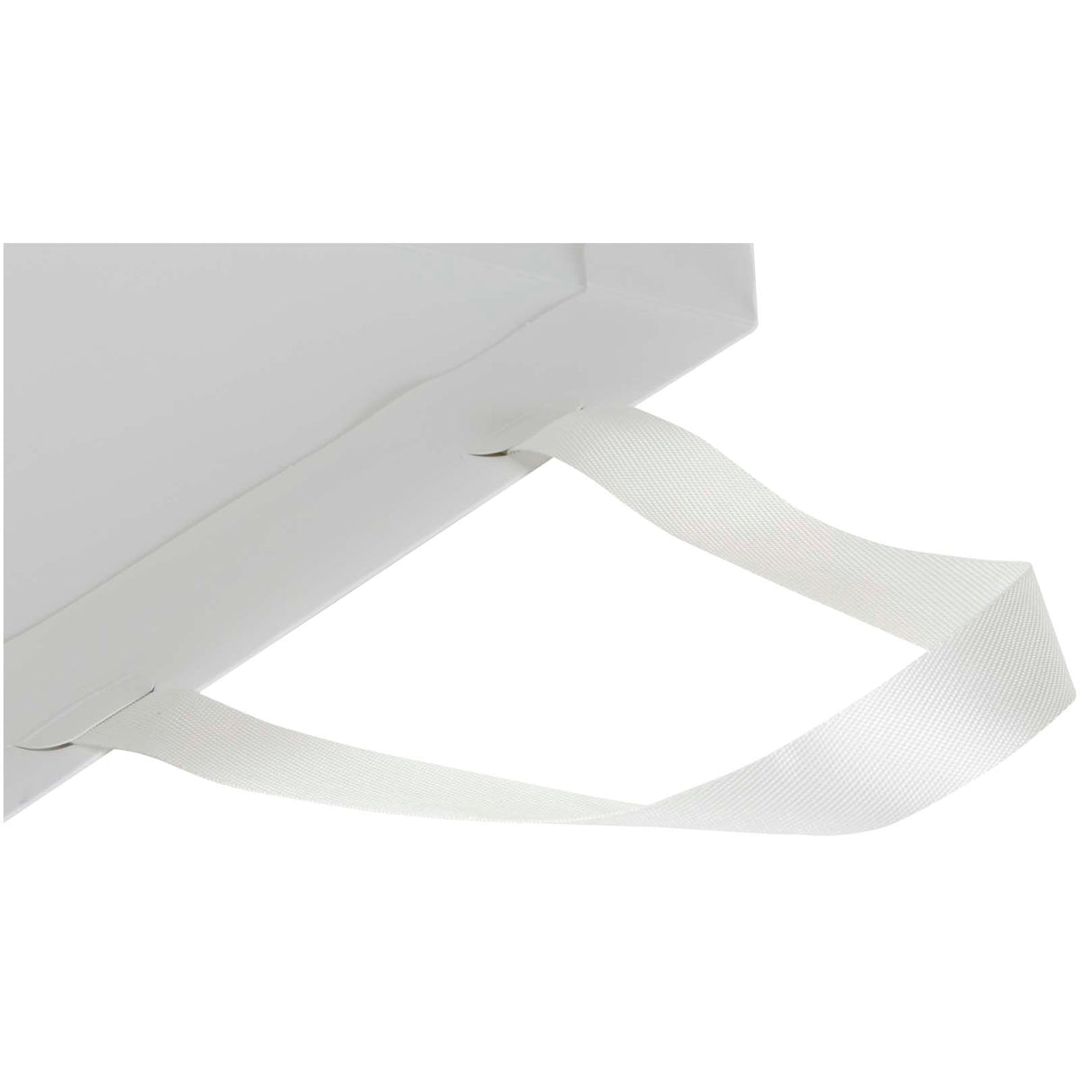 Smartfold Papiertüte, 210 g/m², mit Bandgriffen und matter Laminierung, 24 x 10 x 32 cm – Weiss