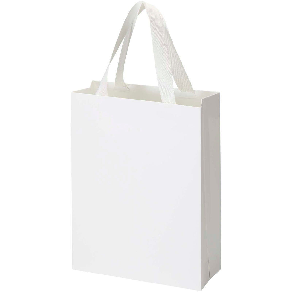 Smartfold Papiertüte, 210 g/m², mit Bandgriffen und matter Laminierung, 24 x 10 x 32 cm – Weiss