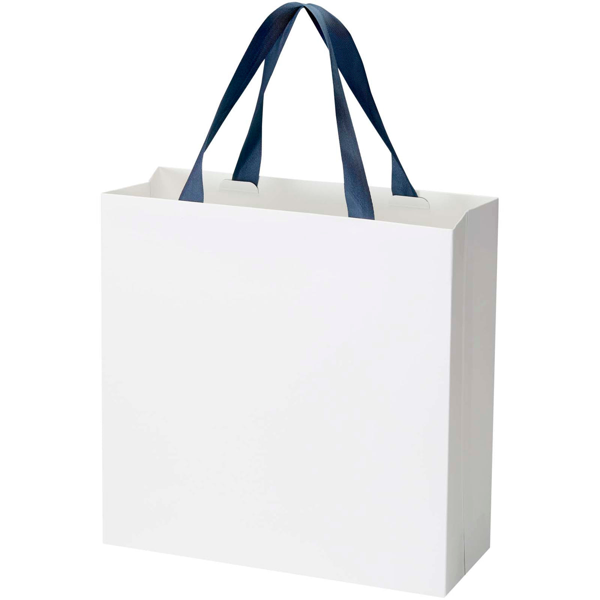 Smartfold Papiertüte, 210 g/m², mit Bandgriffen und matter Laminierung, 31 x 12 x 31 cm – Blau