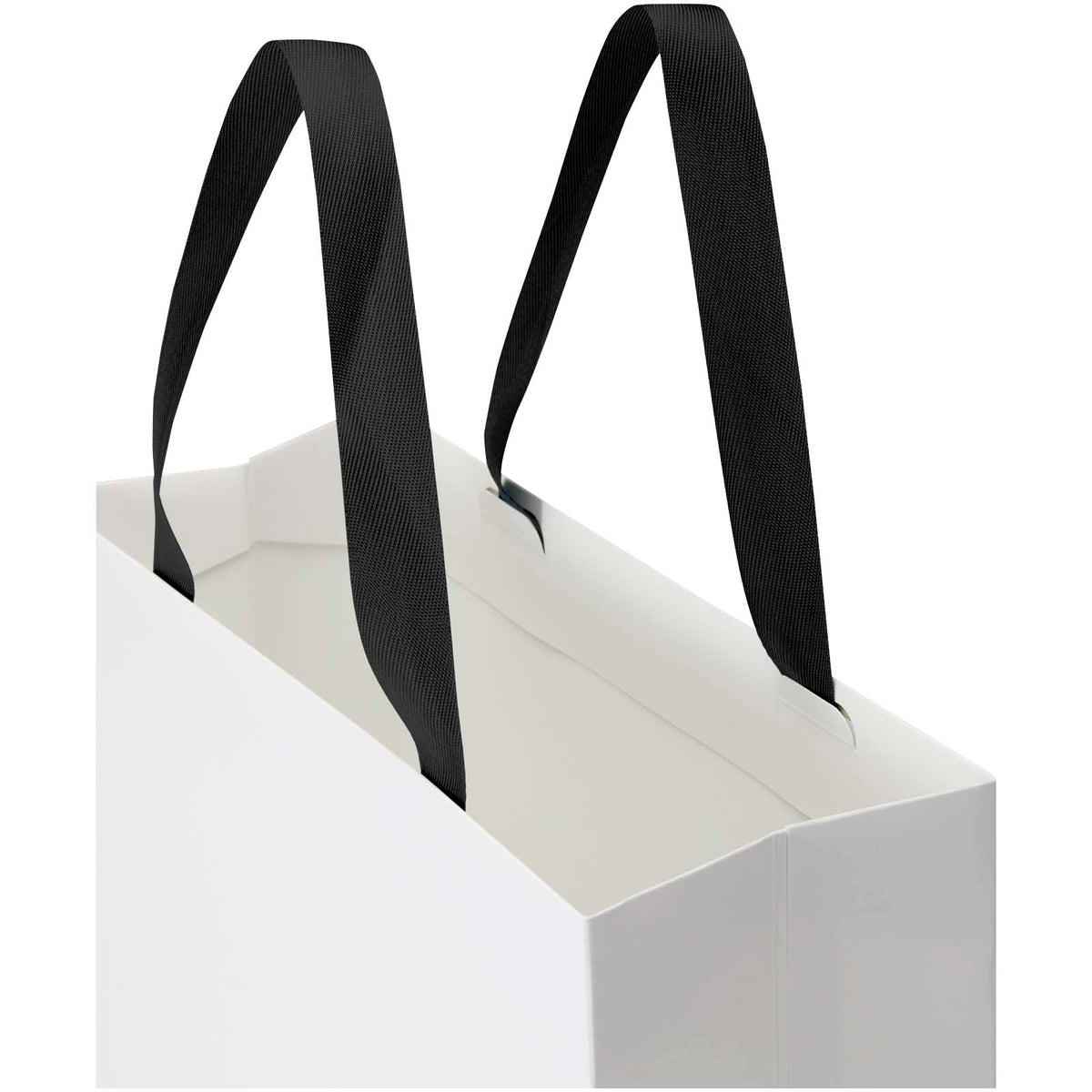 Smartfold Papiertüte, 210 g/m², mit Bandgriffen und matter Laminierung, 31 x 12 x 31 cm – Schwarz