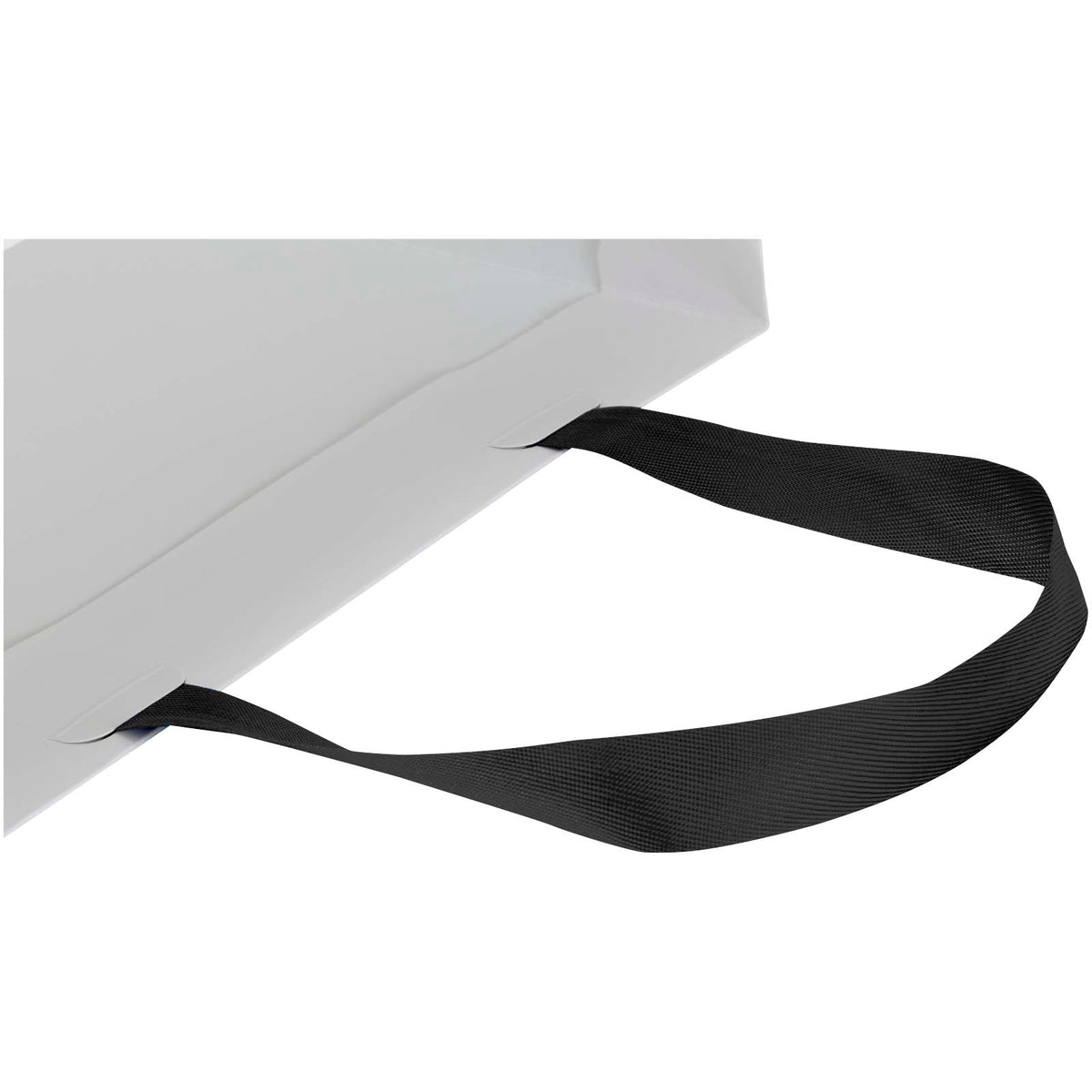 Smartfold Papiertüte, 210 g/m², mit Bandgriffen und matter Laminierung, 31 x 12 x 31 cm – Schwarz