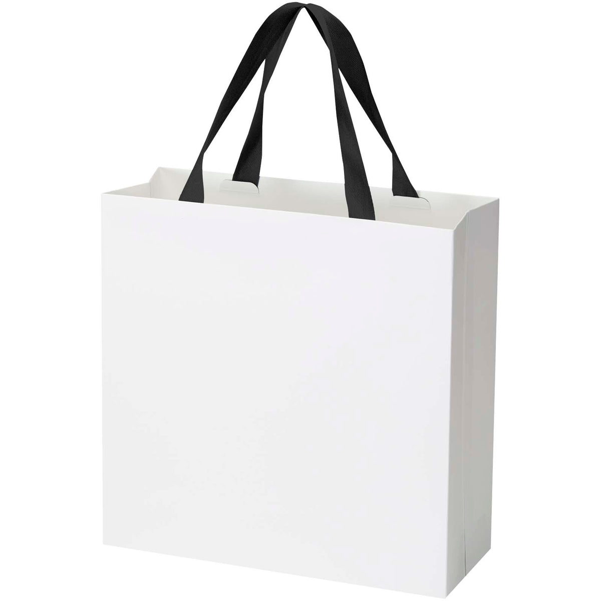 Smartfold Papiertüte, 210 g/m², mit Bandgriffen und matter Laminierung, 31 x 12 x 31 cm – Schwarz