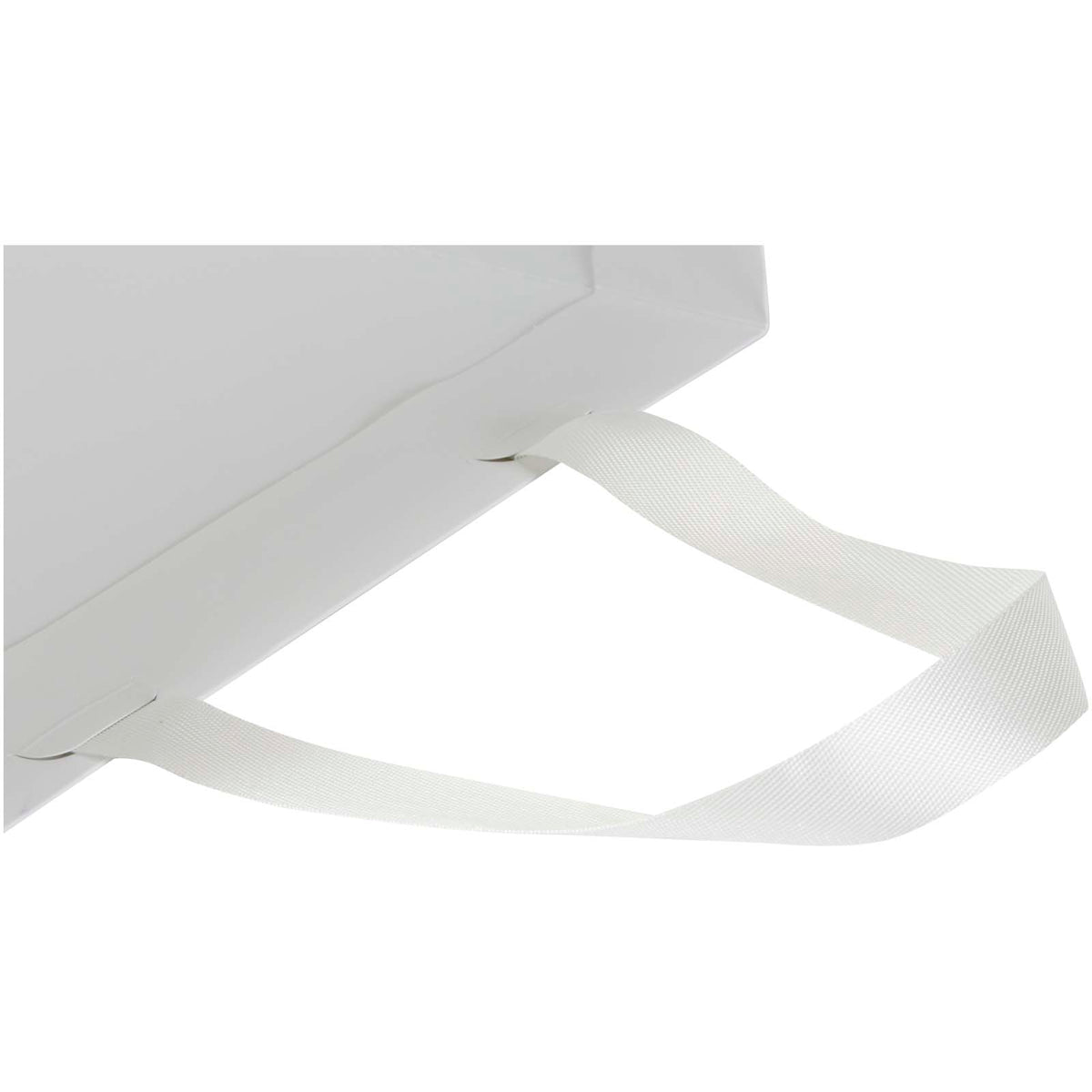 Smartfold Papiertüte, 210 g/m², mit Bandgriffen und matter Laminierung, 31 x 12 x 39 cm – Weiss