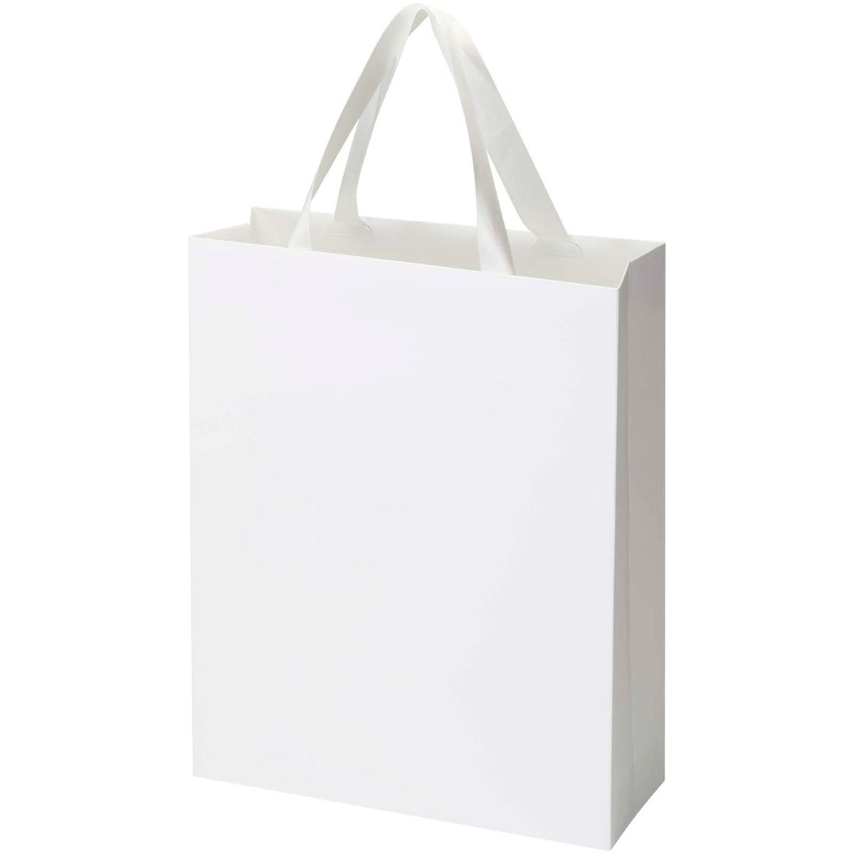 Smartfold Papiertüte, 210 g/m², mit Bandgriffen und matter Laminierung, 31 x 12 x 39 cm – Weiss