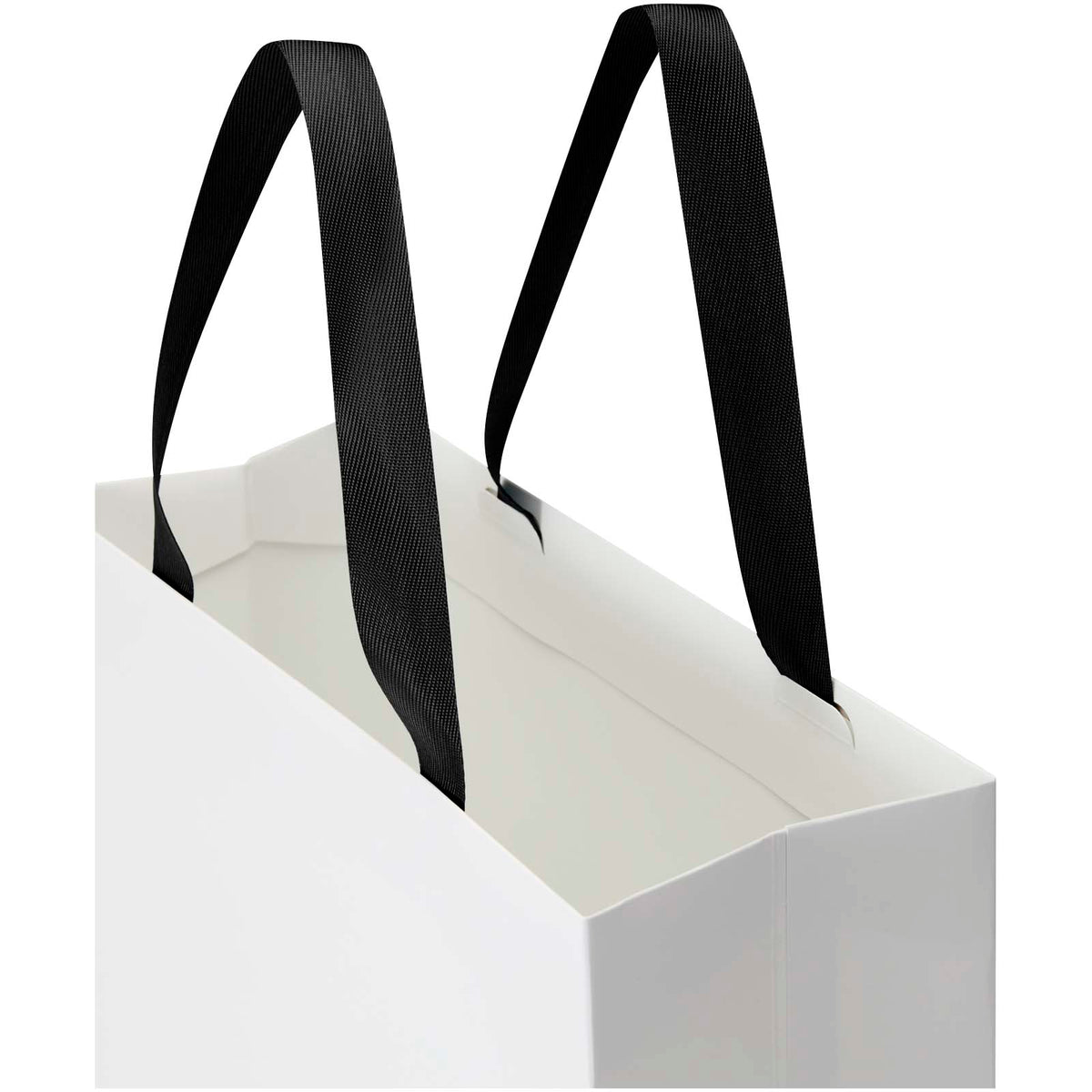 Smartfold Papiertüte, 210 g/m², mit Bandgriffen und matter Laminierung, 31 x 12 x 39 cm – Schwarz