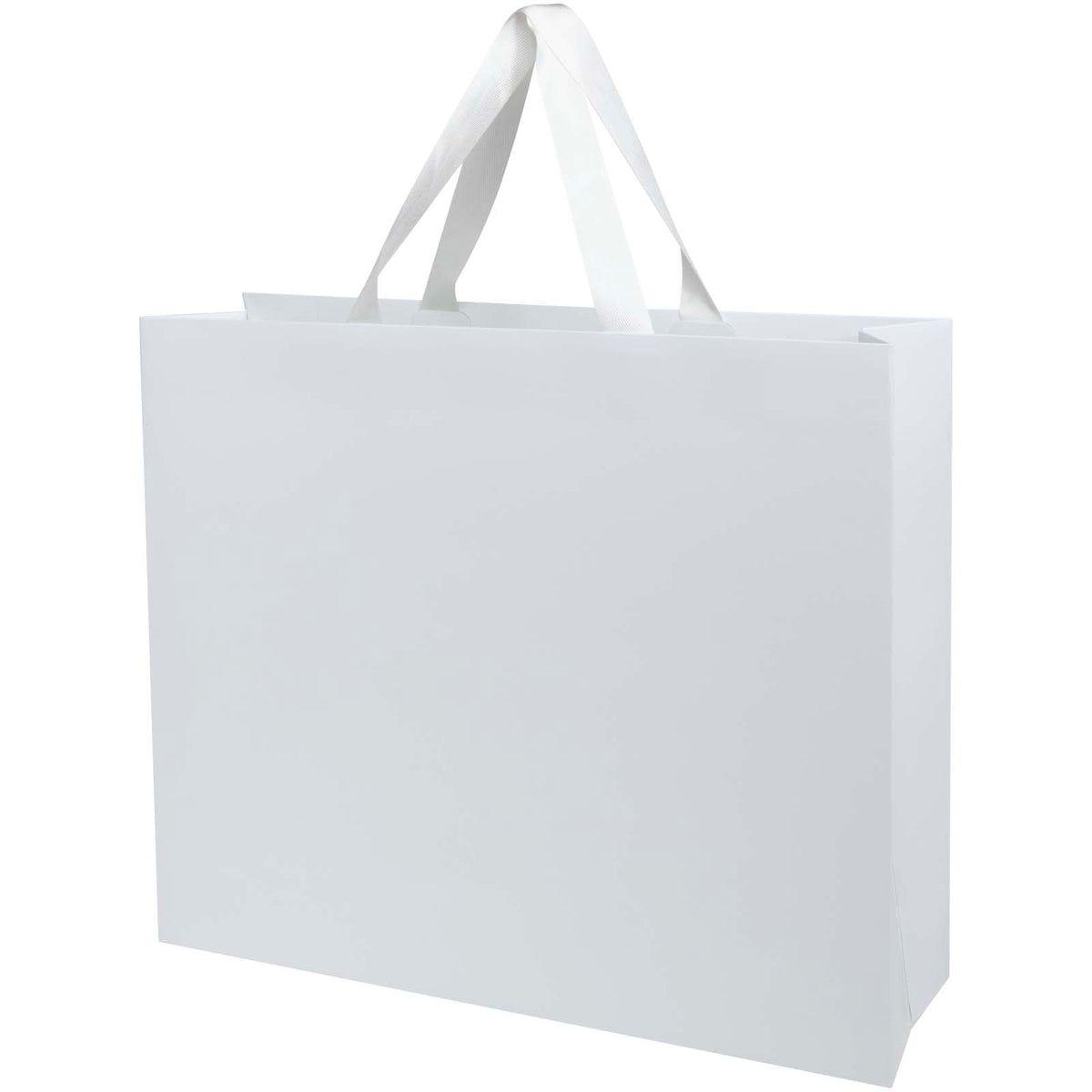 Smartfold Papiertüte, 210 g/m², mit Bandgriffen und matter Laminierung, 42 x 12 x 35 cm – Weiss