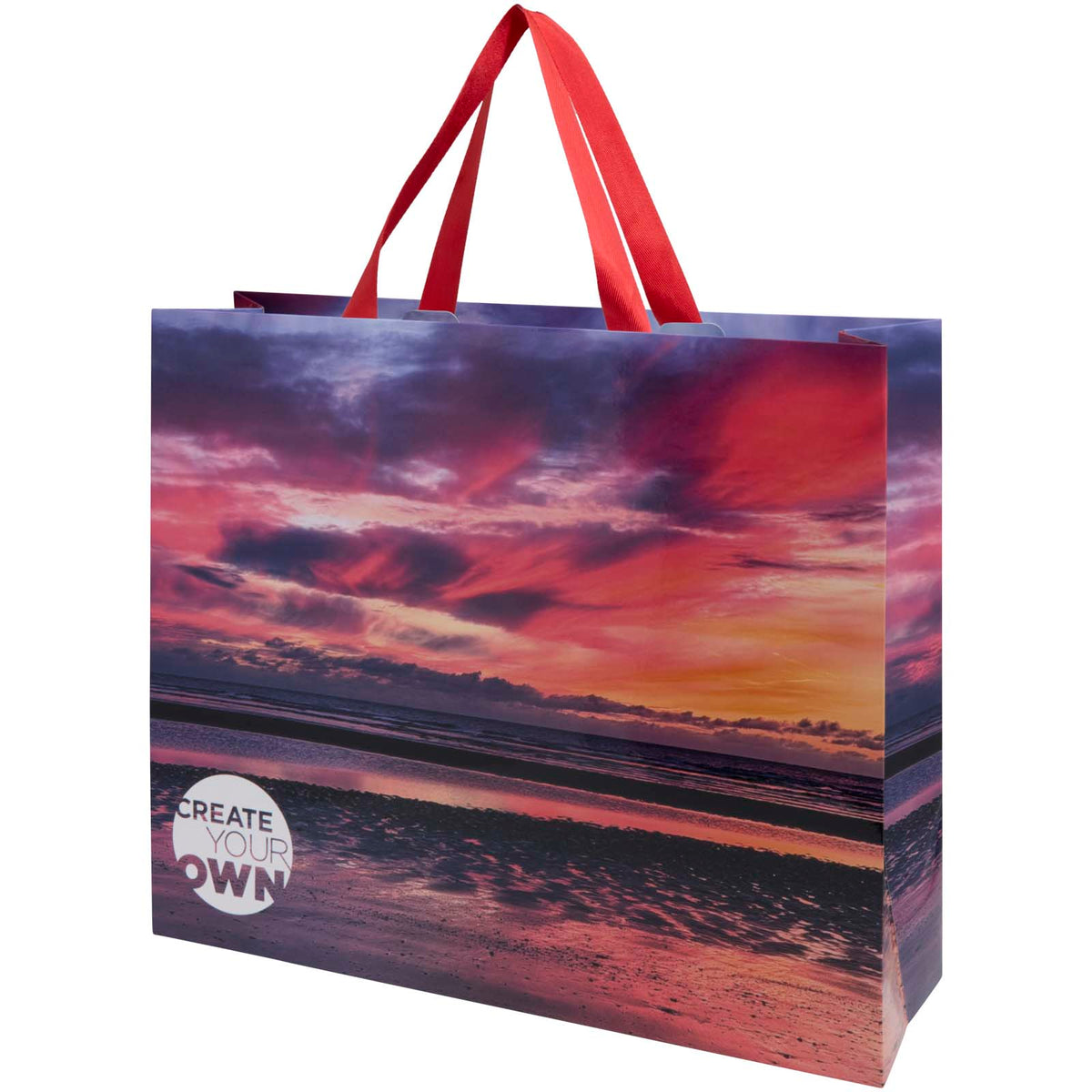Smartfold Papiertüte, 210 g/m², mit Bandgriffen und matter Laminierung, 42 x 12 x 35 cm – Rot