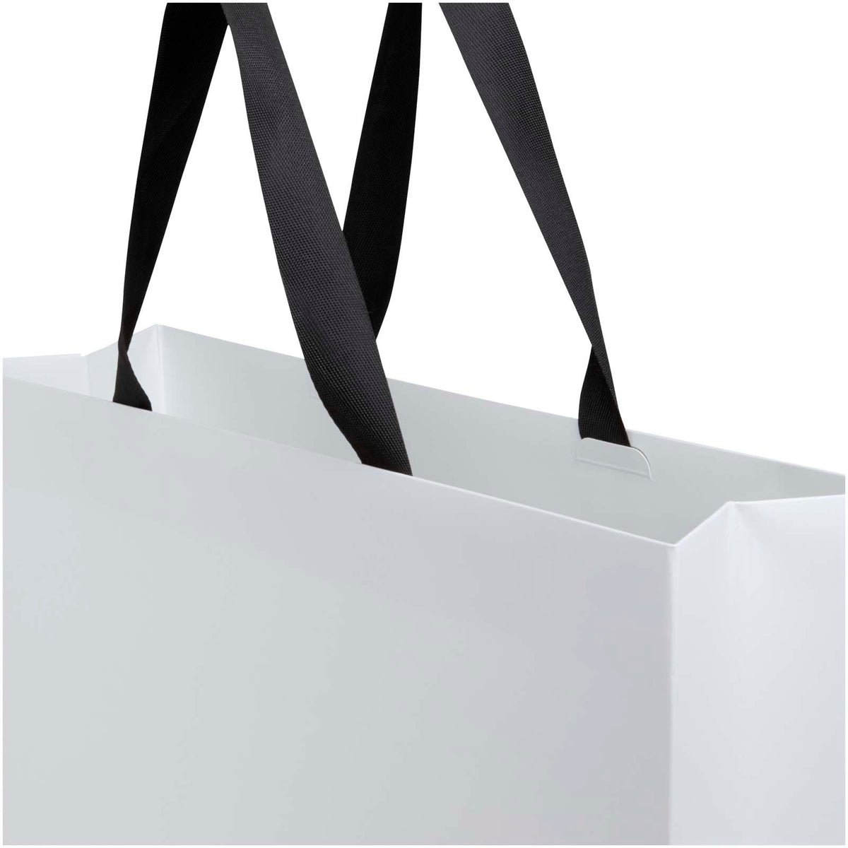 Smartfold Papiertüte, 210 g/m², mit Bandgriffen und matter Laminierung, 42 x 12 x 35 cm – Schwarz