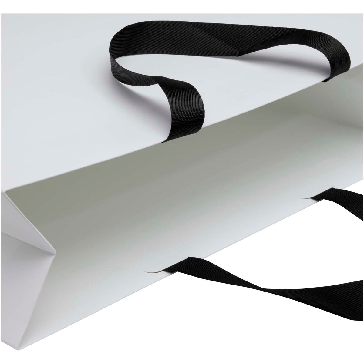 Smartfold Papiertüte, 210 g/m², mit Bandgriffen und matter Laminierung, 42 x 12 x 35 cm – Schwarz