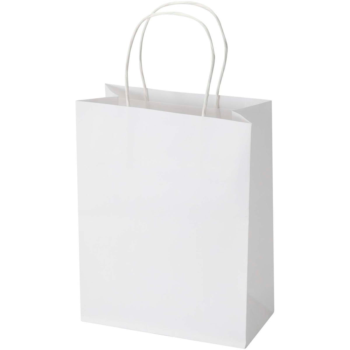 Kraft Papiertüte aus 120 g/m² Kraftpapier mit gedrehten Tragegriffen, 18 x 9 x 23 cm – Weiss