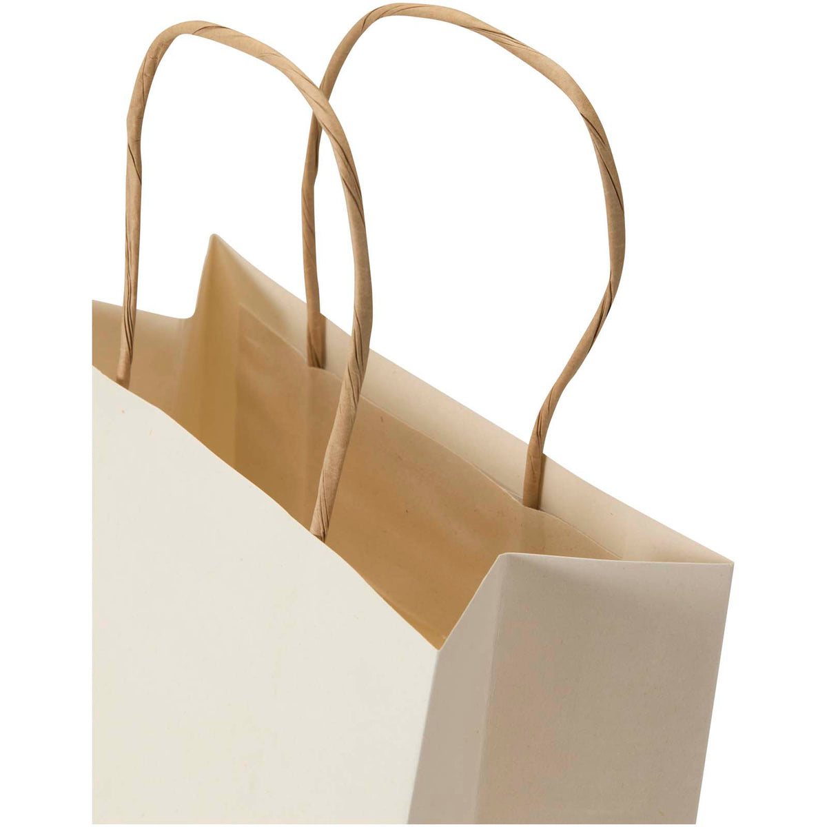 Landwirtschaftliche Altpapiertasche, 150 g/m², mit gedrehten Tragegriffen, 18 x 9 x 23 cm – Offwhite
