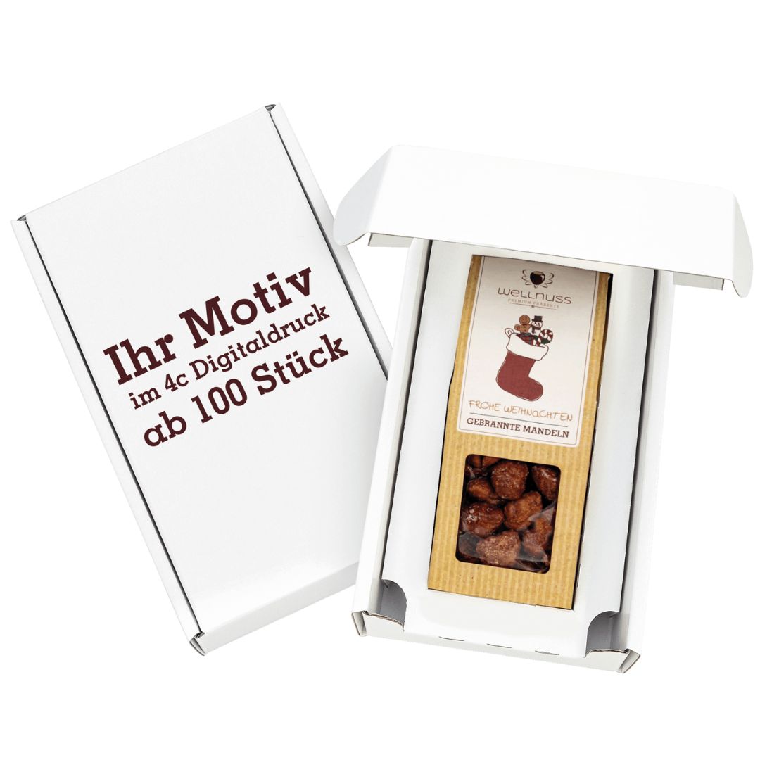 1er Geschenkkarton mit Nuss Faltschachtel im Weihnachtsdesign