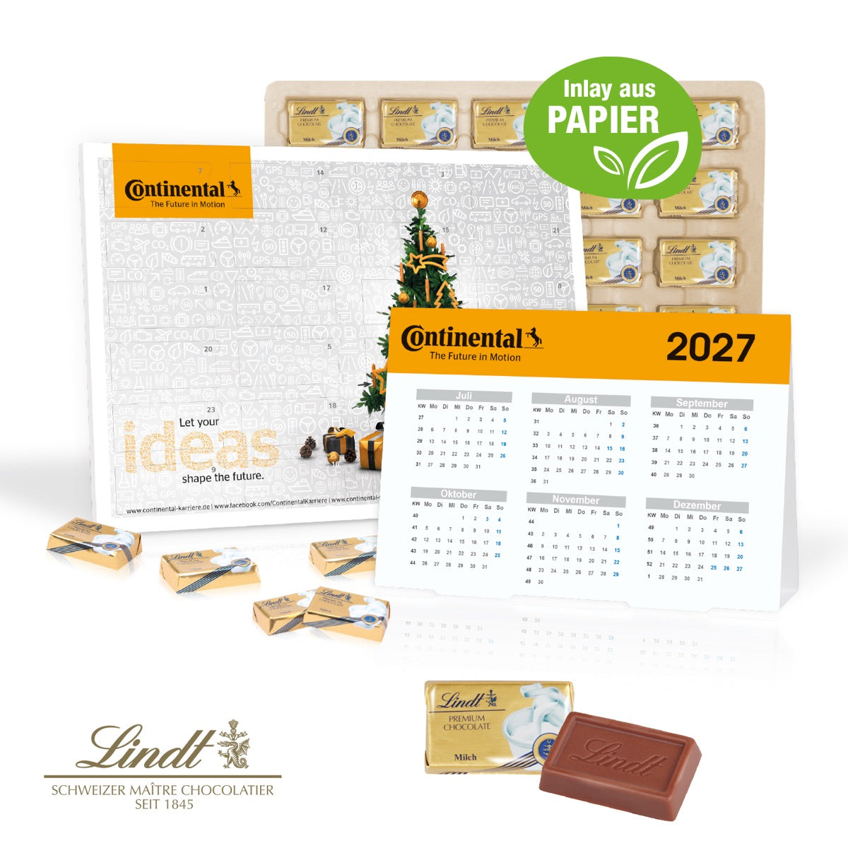 Adventskalender mit Jahresplaner, rundum nach Kundenvorlage bedruckt