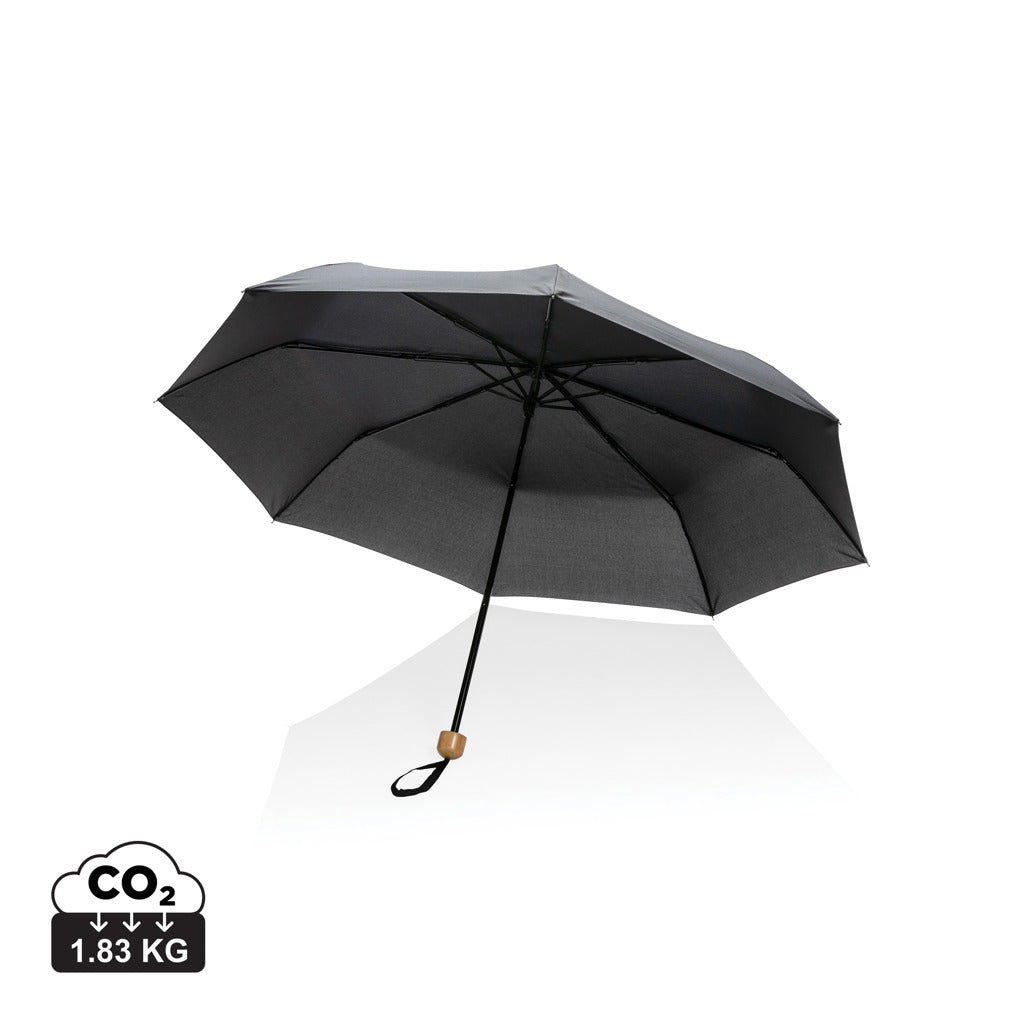 20.5" Impact AWARE™ RPET 190T Pongee Bambus Mini-Schirm – schwarz