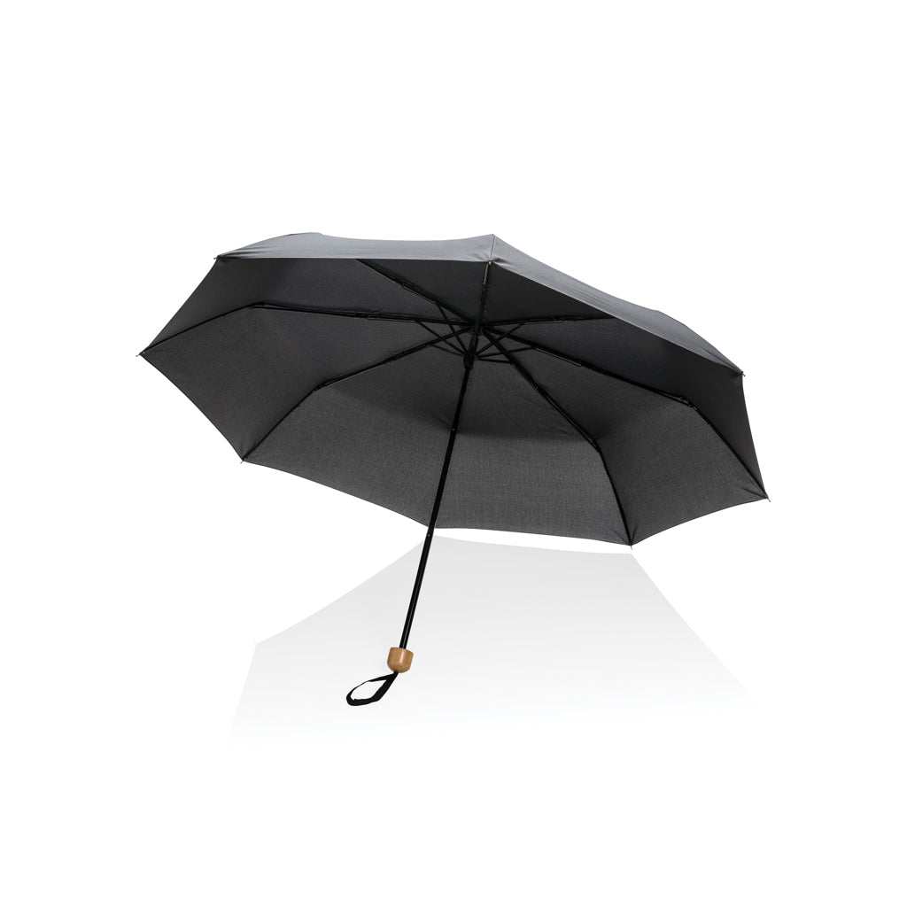 20.5" Impact AWARE™ RPET 190T Pongee Bambus Mini-Schirm – schwarz