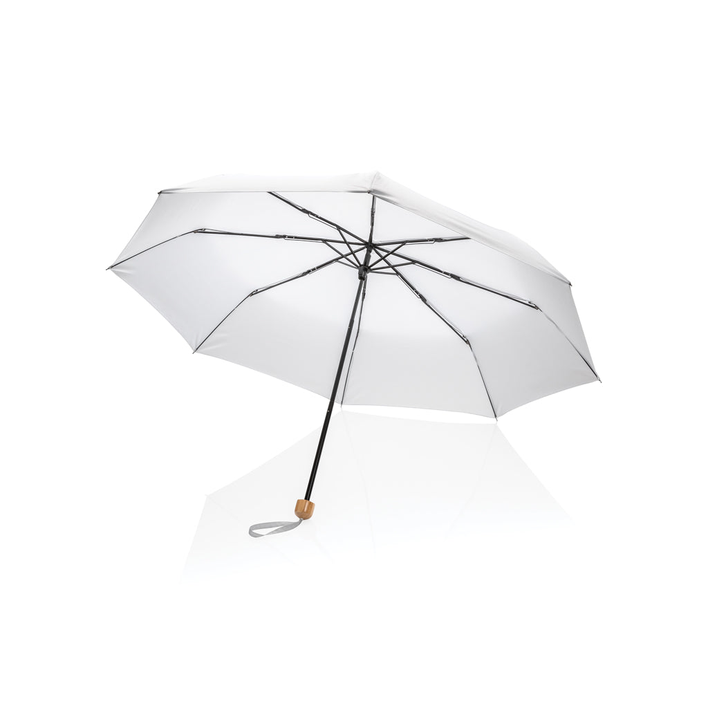 20.5" Impact AWARE™ RPET 190T Pongee Bambus Mini-Schirm – weiß