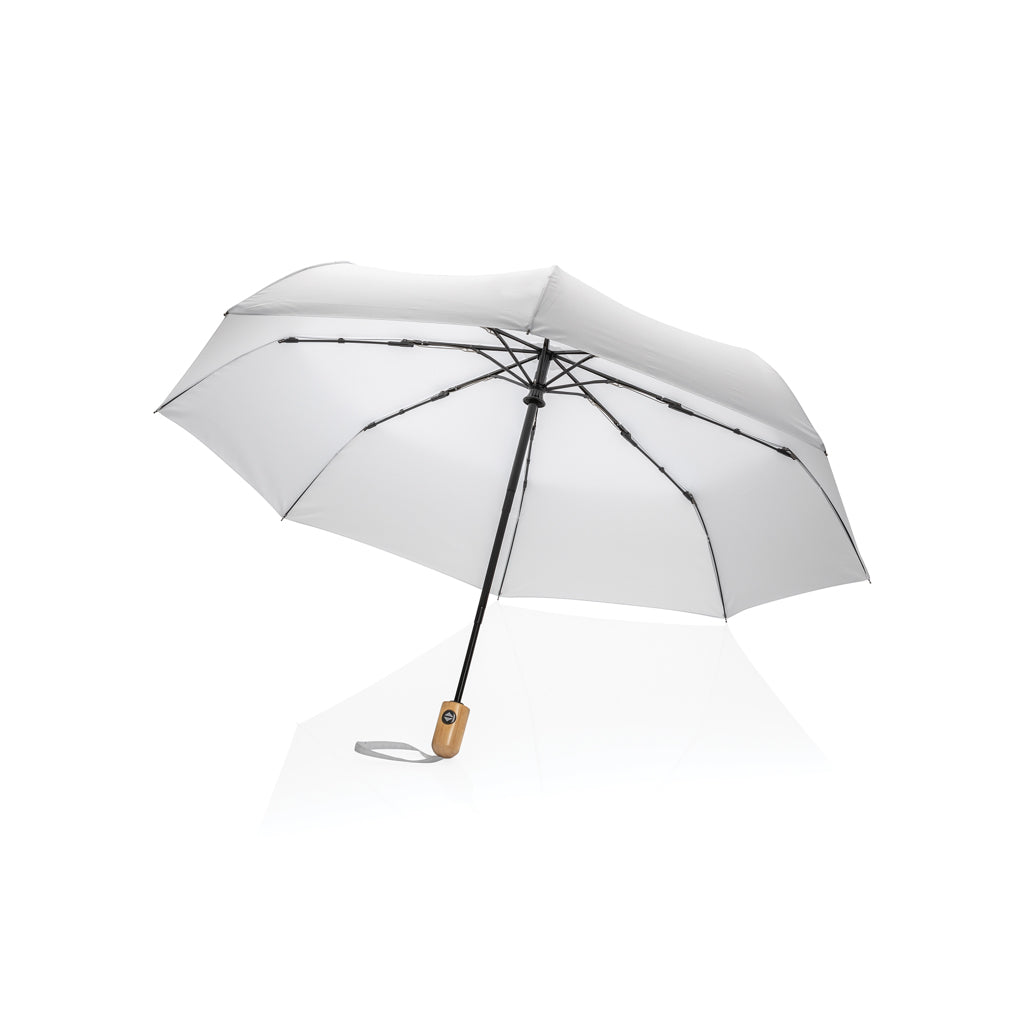 21" Impact AWARE™ RPET 190T Bambus-Schirm autom. open/close – weiß