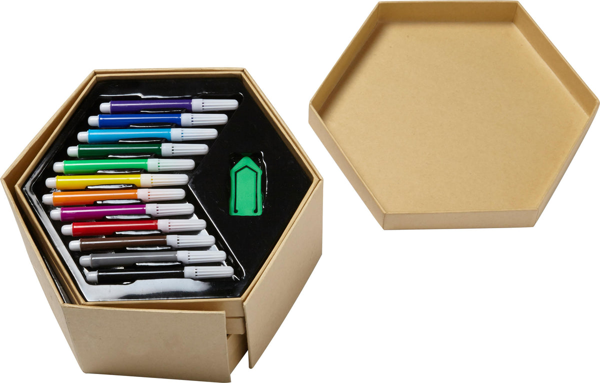 Kunst Set Kenji, Sechseckige Kartonbox, 54 St.