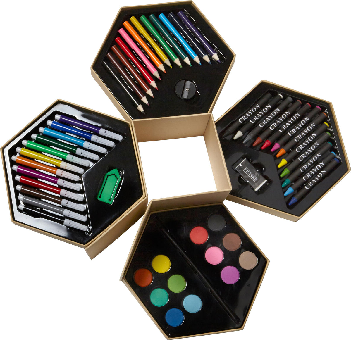 Kunst Set Kenji, Sechseckige Kartonbox, 54 St.